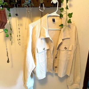 SHEIN Curve Lightweight Cord Button Up Shacket